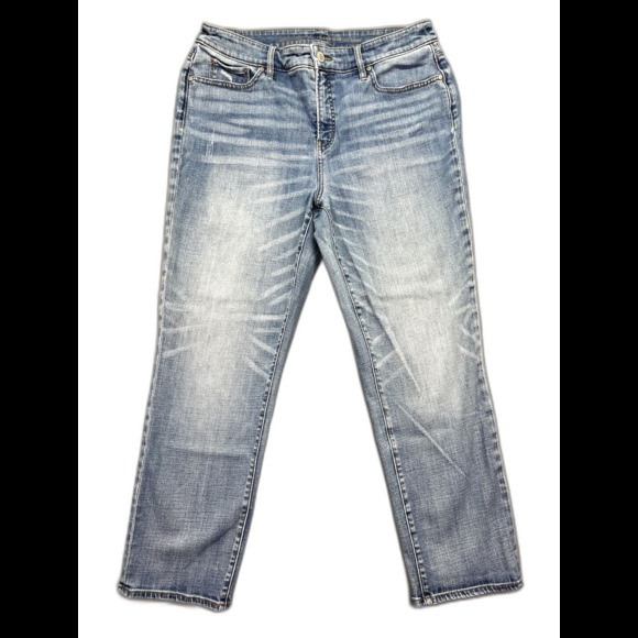 Chico’s Light Wash Blue So Slimming Girlfriend Slim Leg Crop Jeans Size 30"‎ - Picture 1 of 13